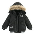 thumbnail image 1 of Ydojg Boys Hoodie Coat Winter Fashion Long Sleeve Warm Thicken Jacket Fall Winter Outdoor Kids Clothes Black Size 2-3 Years, 1 of 8