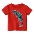 thumbnail image 1 of Ydojg Boys Shirts Size 4-5 Years Summer Round Neck Print Short Sleeved Shirt Toddler Boys Tops Red, 1 of 4
