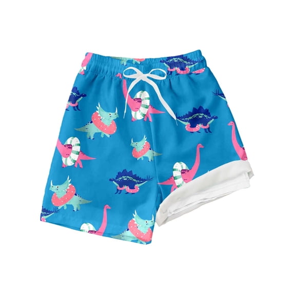 Ydojg Boys Swim Trunks With Compression Liner Size 10-12 Years Boy Summer Quick-Dry Elastic Waist Swim Trunks With Drawstring Blue