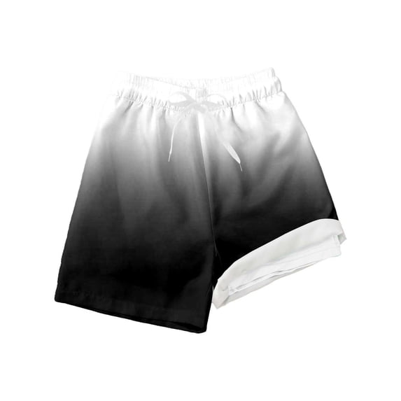 Mrzhqd Boys Swim Trunks With Compression Liner Size 10-12 Years Fashion Casual Stretch Gradient Swim Shorts Boys Swimsuit Black
