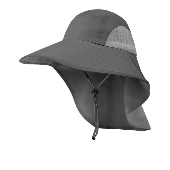 Bysome Breathable Outdoor Sun Hat For Men With 50+ Upf Cap Wide Brim Fishing Hat With Neck Dark Gray
