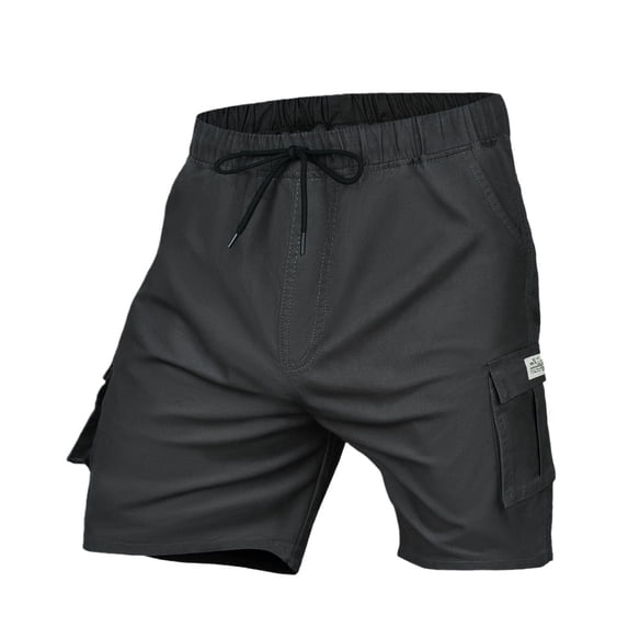 Mrzhqd Casual Shorts For Mens Drawstring Plus Size Summer Shorts Multi Pockets Cargo Pants Dark Gray 2Xl