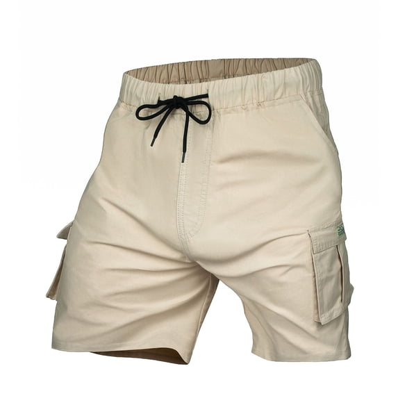 Ydojg Casual Shorts For Mens Drawstring Plus Size Summer Shorts Multi Pockets Cargo Pants Khaki 2Xl