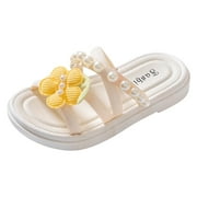Ydojg Children Shoes Comfortable Soft Soled Slippers Fashionable Flower Pearl Beach Sandals And Slippers White