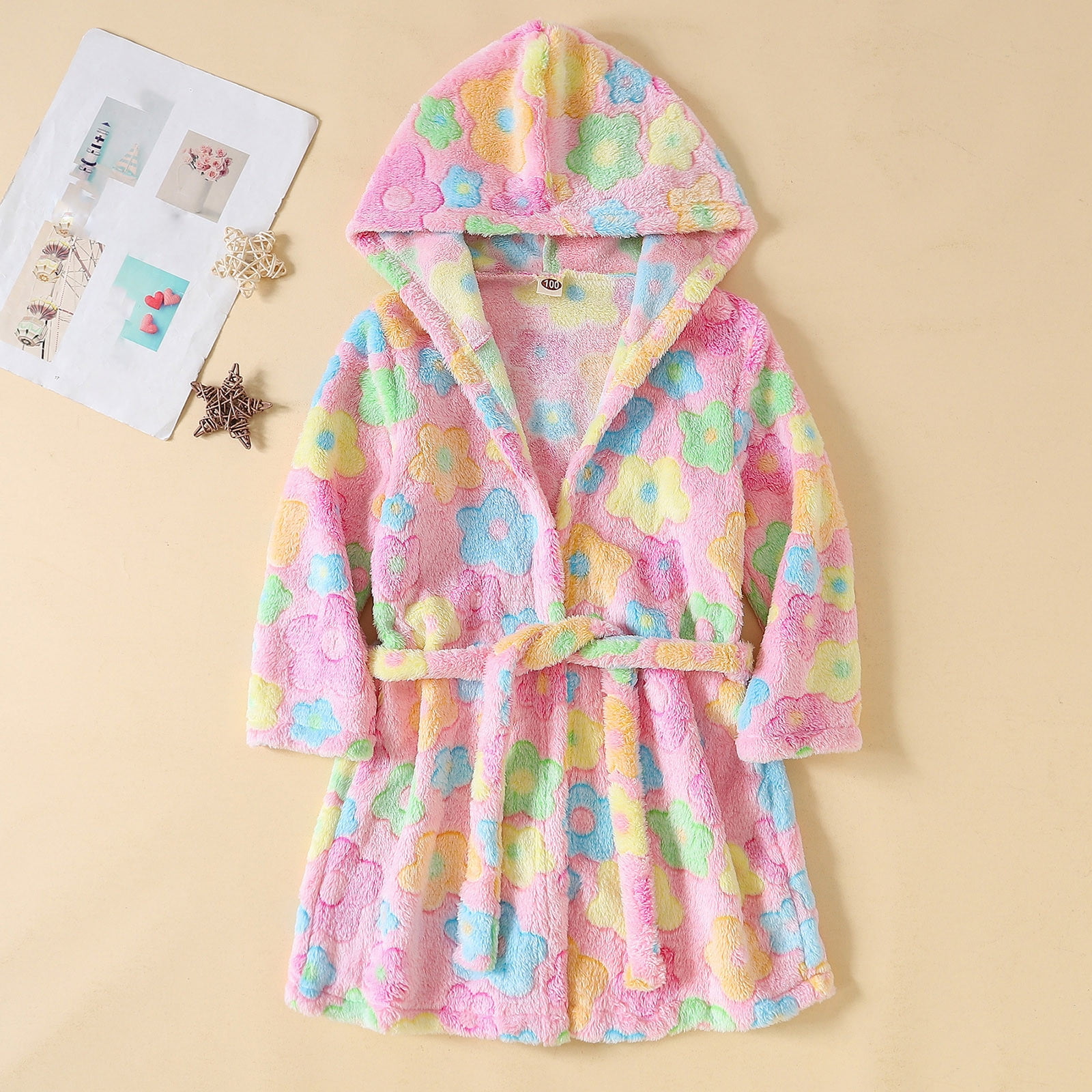 Ydojg Cute Bathrobe For Toddler Girls Long Sleeve Robes Flowe Print