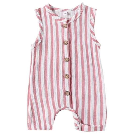 Ydojg Cute Bodysuits For Baby Toddler Boys Girls Sleeveless Striped Prints Pullover Romper Jumpsuit Clothes For 12-18 Months