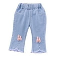 thumbnail image 1 of Bysome Fashion Casual Pants For Girls Baby Capri Denim Pants Toddler Kid Pants Jeans Soft Elastic Waist Denim Pants 4-5 Years, 1 of 8