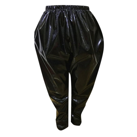 Bysome Fashion Casual Pants For Girls Kids Metallic Harem Dance Pants Loose Fit For Modern Hop Street Dancewear 11-12 Years