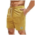 thumbnail image 1 of Mrzhqd Fashion Mens Casual Shorts Solid Color Short With Pocket Drawstring Elastic Breathable Summer Beach Pants Yellow 2Xl, 1 of 9