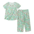 thumbnail image 1 of Mrzhqd Fashion Pajamas Set For Women Sleepwear Cotton Short Sleeve Top Capri Pants Sleepwear Plus Green L, 1 of 8