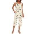thumbnail image 1 of Bysome Fashion Pajamas Set For Women Sleepwear Soft Sleeveless Tank Top Capri Pants With Pocket Loungewear Sets Pajamas Sets Beige L, 1 of 8