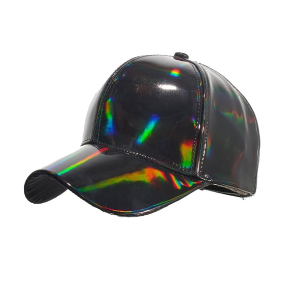 Ydojg Female Summer Casual Multicolour Baseball Cap Pu Leather Adjustable Hat Visors Caps Black