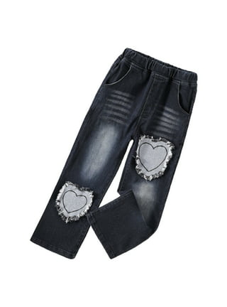 YiZYiF Kids Girls Casual Loose Fit Jeans High Waist Baggy Denim Pants 