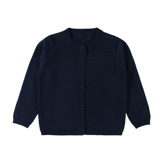 Mrzhqd Girls Sweaters Toddler Button Down Lightweight Casual Solid Color Cardigan Sweater Long Sleeve Crew Neck Tops Fall Winter Kids Clothes Navy Size 4-5 Years