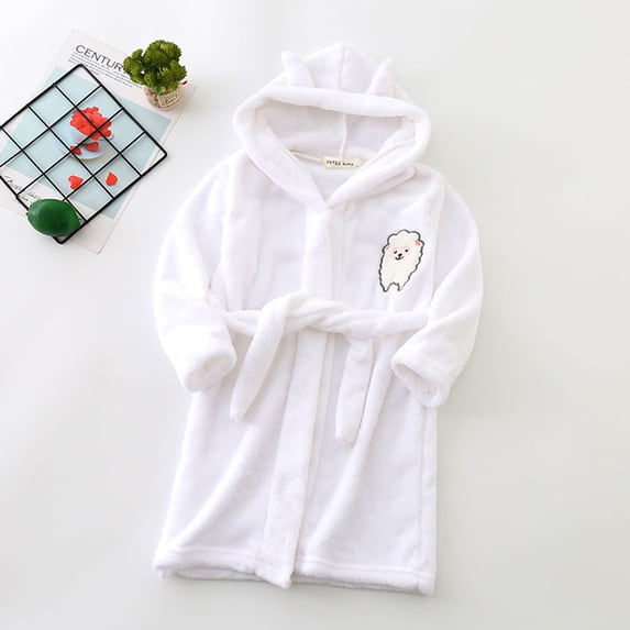 Mrzhqd Kids Bathrobe Toddler Boys Girls Cute Pajamas Night Robe Dress Hooded Warm Flannel Night Robe Sleepwear Robe For 5-6 Years