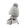 thumbnail image 1 of Mrzhqd Kids Toddler Baby Unisex Print Plush Autumn Winter Hair Ball Solid Scarf Gaiter Knit Hat For 0-3 Years, 1 of 4