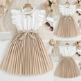 thumbnail image 1 of Ydojg Little Girls Dresses Kids Children Summer Sleeveless Patchwork Color Dress With Belt Casual Dress For Girls 8-9 Years, 1 of 7