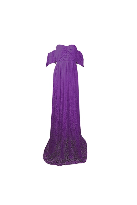 Maternity Dress For Photoshoot Lace Maternity Trailing Short Sleeved Dress Long Dress Photography Flying Sleeve Dress S