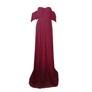 MRZHQD Ydojg Maternity Dress For Photoshoot Lace Maternity Trailing Short Sleeved Dress Long Dress Photography Flying Sleeve Dress S