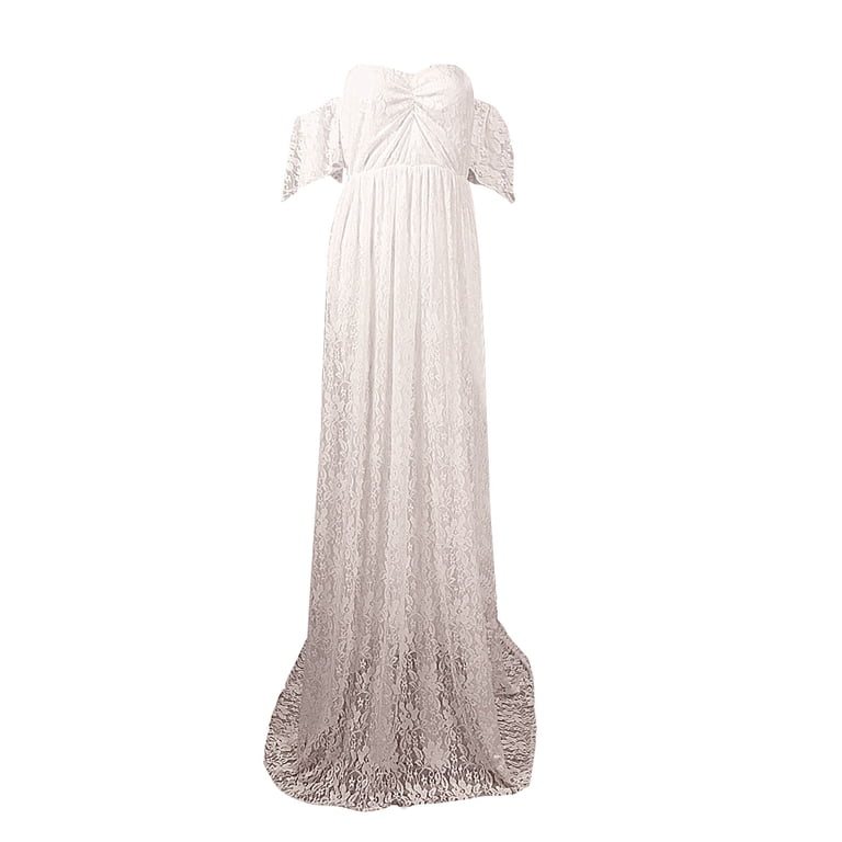 maternity white maxi dress Artemisia | Bardot-Neck With Lace Detailing neckline and long sleeves White Maternity Dresses | Nordstrom