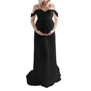 MRZHQD Ydojg Maternity Dress For Photoshoot Pregnants Maternity Photography Props Short Sleeve Solid Dress Black L