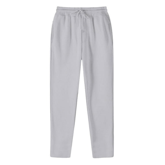 Ydojg Mens Hop Pants Casual Solid Color Lace Up Workout Pants With Pocket Light Gray S