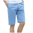thumbnail image 1 of Mrzhqd Mens Pants Casual Linen Shorts Elastic Waist Drawstring Summer Beach Shorts Classic Fit Light Blue M, 1 of 6