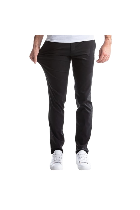 Mrzhqd Mens Pants Classic Veneer Crease Resistantss Flat Head Chinos Mature Straight Leg Pants Black