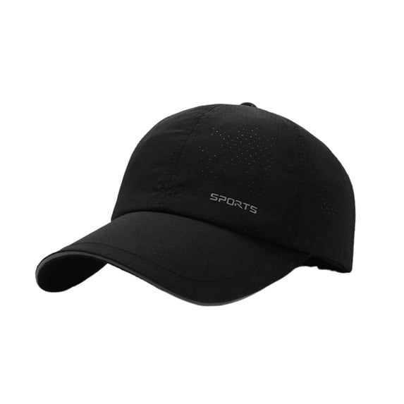 Ydojg Mens Summer Breathable Perforated Outdoor Sunblock Reflective Strip Quick Drying Visor Baseball Cap Black