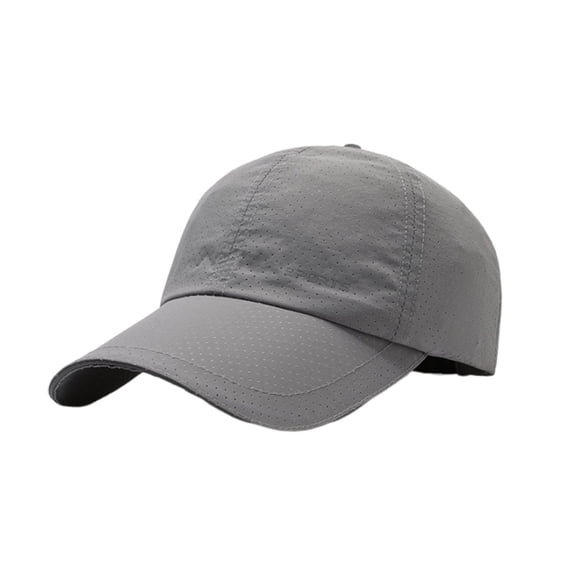 Mrzhqd Mens Summer Breathable Perforated Outdoor Sunblock Reflective Strip Quick Drying Visor Baseball Cap Light Gray