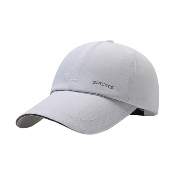 Mrzhqd Mens Summer Breathable Perforated Outdoor Sunblock Reflective Strip Quick Drying Visor Baseball Cap White