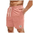 thumbnail image 1 of Mrzhqd Mens Summer Solid Color Shorts With Drawstring Elastic Waisted Beach Pants Red S, 1 of 5