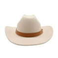 thumbnail image 1 of Ydojg New Straight Cowboy Hat British Style Fedora Flat Top Black Top Hat American Style Hat White, 1 of 2