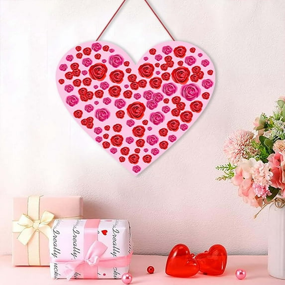 Ydojg Round Wooden Door Sign Doors Decoration Adorable Valentine'S Day Heart Wooden Door Sign For Happy Couples For Festival Decoration B