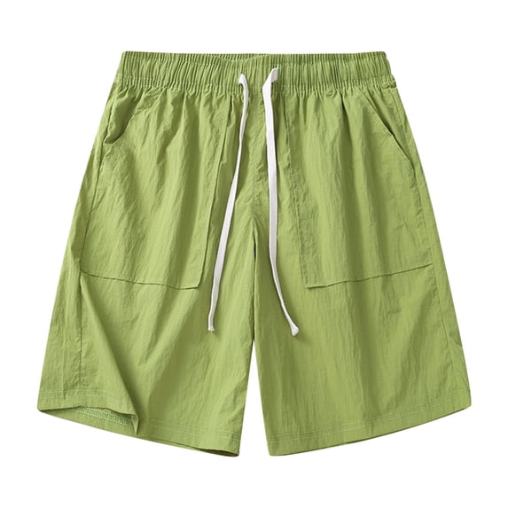 Ydojg Shorts Mens Casual Summer Knee Length Pants Beach Pants Nylon Shorts Green L
