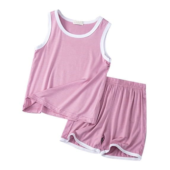 Mrzhqd Summer Vest With Shorts Set For Boys Girls Toddler Loose Thin Sleeveless Pajamas Round Neck Children Home Wear Two Pieces Suit Pink 3-4 Years