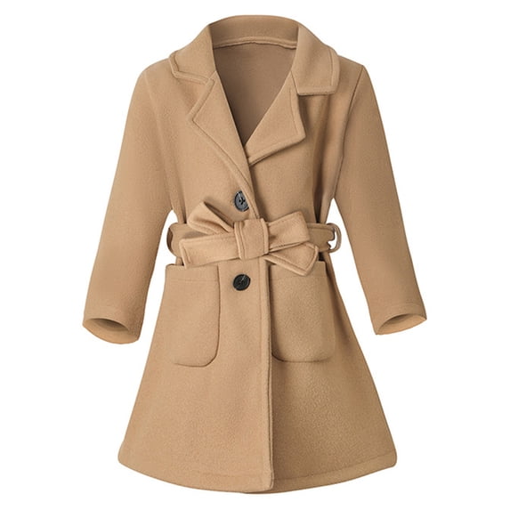 Ydojg Toddler Boys Girls Long Coat Winter Warm Coat Kids Jacket Outwear Clothes Khaki 5-6 Years