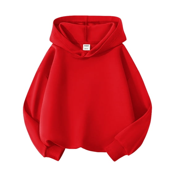 Ydojg Toddler Boys Grils Winter Hoodies Sweatshirts Kids Baby Basic Hooded Pullover Sweatshirt Childrens Solid Hoodie Coat Tops Red 4-5 Years