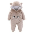 thumbnail image 1 of Mrzhqd Toddler Boys Romper Baby Snowsuit Winter Coat Warm Hooded Jumpsuit For Baby Girl Coffee 3-6 Months, 1 of 8