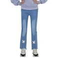 thumbnail image 1 of Bysome Toddler Casual Pants Kids Girls Casual Jeans Elastic Waist Denim Wide Leg Pants Trousers For 5-6 Years, 1 of 7