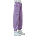 thumbnail image 1 of Mrzhqd Toddler Casual Pants Children Pants For Girls Casual High Waisted Drawstring Loose Fit Pockets Kid Tall Cargo Sweatpants Streetwear For 13-14 Years, 1 of 5