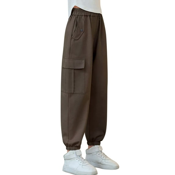 Mrzhqd Toddler Casual Pants Children Pants For Girls Casual High Waisted Drawstring Loose Fit Pockets Kid Tall Cargo Sweatpants Streetwear For 9-10 Years