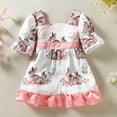 thumbnail image 1 of Mrzhqd Toddler Girl Easter Dress Size 18-24 Months Square Neck Short Sleeve Outfit Cute Pleated Rabbit Bunny Print Dresses Summer Easter Dress For Girls Pink, 1 of 7