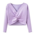 thumbnail image 1 of Ydojg Winter Baby Toddler Tops Clothes Autumn Girls Long Sleeve Warm Solid Color Blouse Ballet Wrap Tops Velvet Dance Sweater For 5-6 Years, 1 of 3
