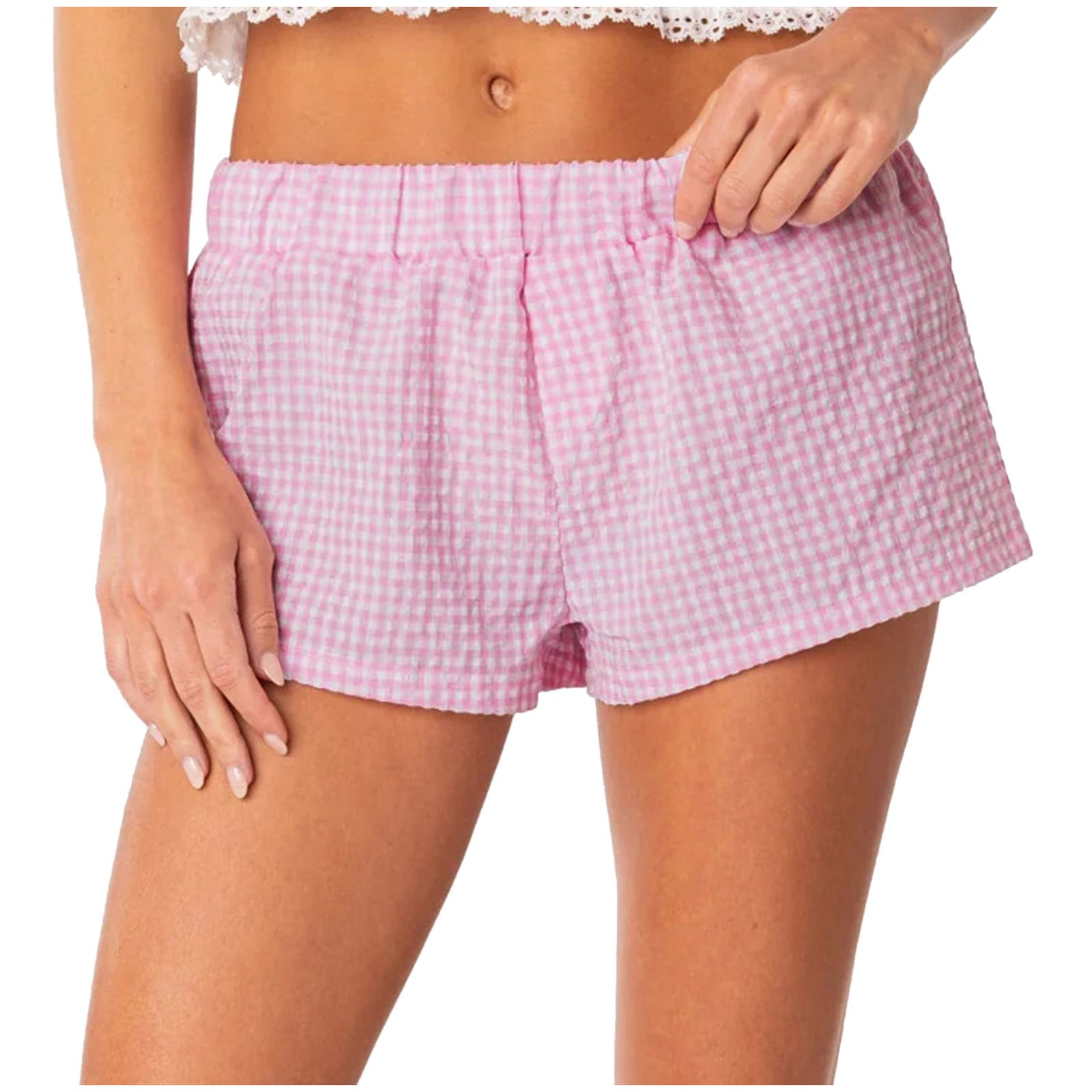 Ydojg Women Shorts Summer Casual Loose Checkered Shorts