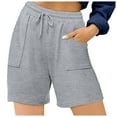 thumbnail image 1 of Ydojg Women Shorts Summer Short Sports Shorts Sports Trousers High Waist Shorts Shorty With Pockets And Drawstring Leisure Shorts For Running Gym Fitness Silver M, 1 of 7