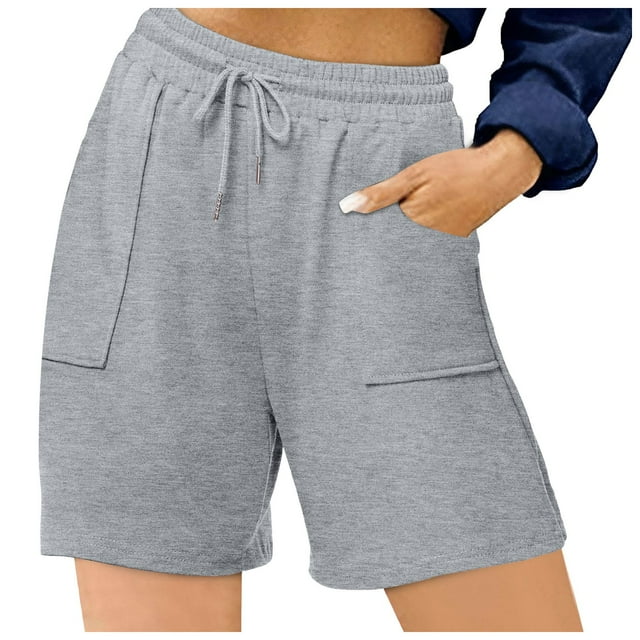 Ydojg Women Shorts Summer Short Sports Shorts Sports Trousers High Waist Shorts Shorty With Pockets And Drawstring Leisure Shorts For Running Gym Fitness Silver M