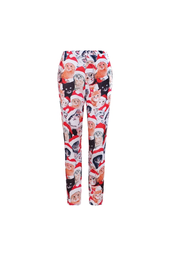 Womens Leggings Christmas Cat Snowman Print Series Mid Waist Tights Compression Pants For Yoga Running Gym And Daily Fitness High Waist Leggings Red