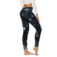 thumbnail image 1 of Ydojg Womens Leggings Christmas Snowflake Plaid Printing High Waist Compression Lift Fitness Leggings Navy, 1 of 4