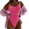 thumbnail image 1 of Mrzhqd Womens One Piece Swimsuits Tummy Control Solid Color Square Neck High Waisted Bathing Suit Summer Wrap Tie Back Monokini Swimwear 1 Piece Swimsuit Pink L, 1 of 6